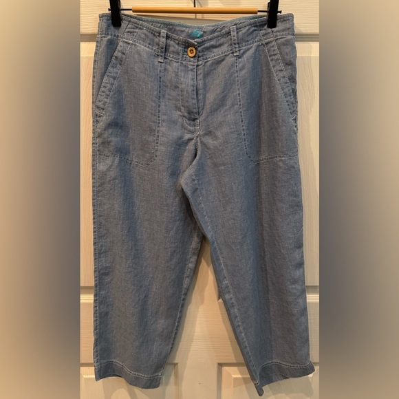 Tommy Bahama Sea Glass 100% Linen Cropped Pants Women’s Size 8 - Picture 1 of 9